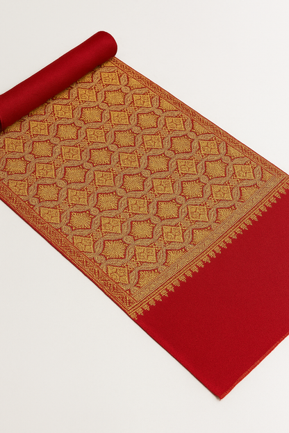 Luxury Red & Gold Handwoven Pashmina Shawl