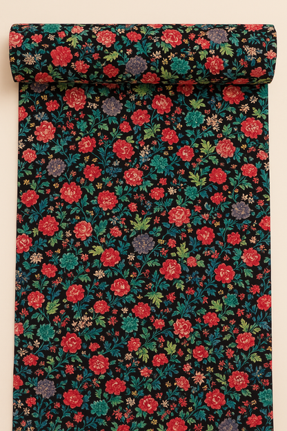 Multicolor Floral Print on Black Base