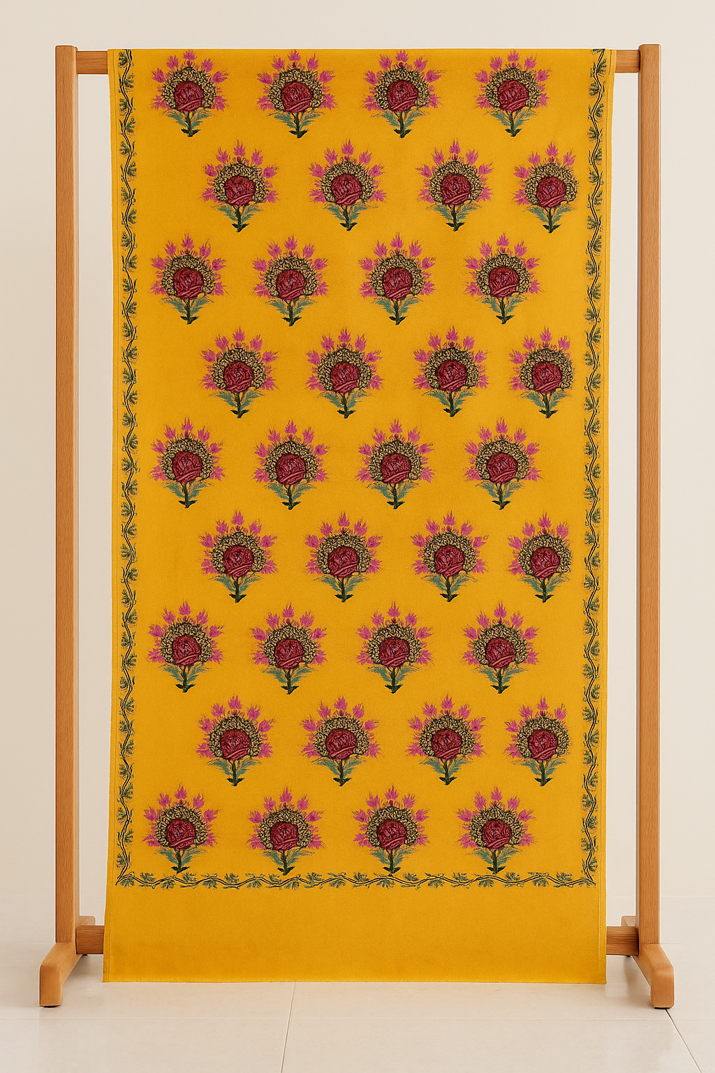 Mustard Yellow Embroidered Pashmina Shawl – Floral Grandeur