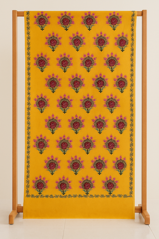 Mustard Yellow Embroidered Pashmina Shawl – Floral Grandeur