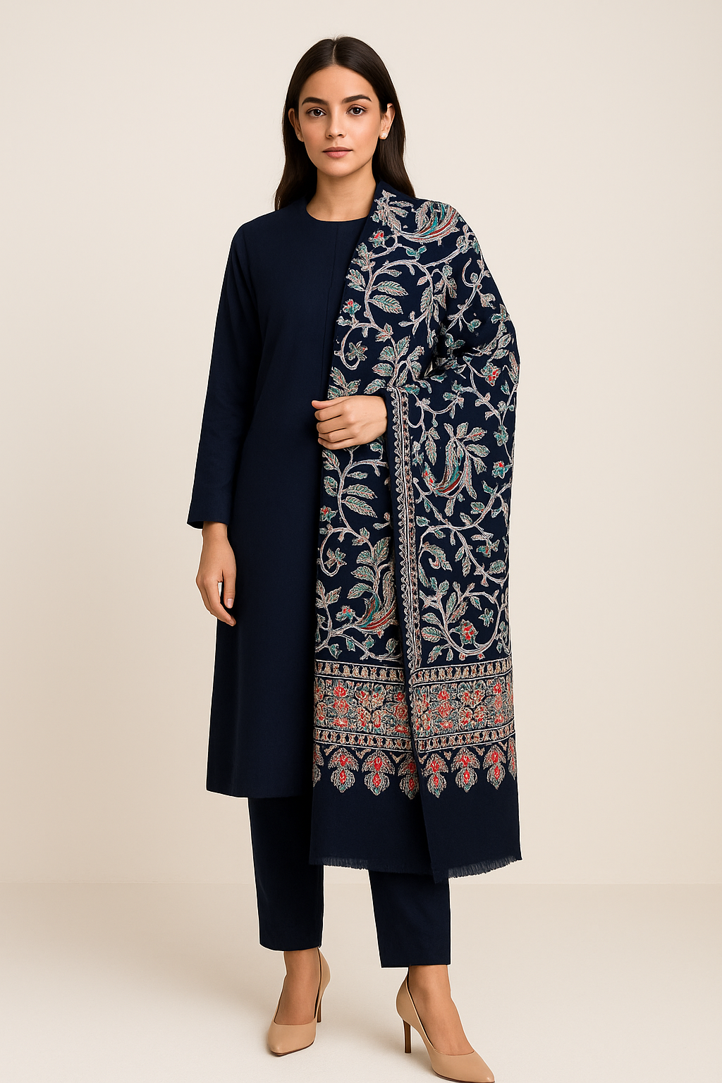 Pashmina Kalamkar Embroidery Shawl