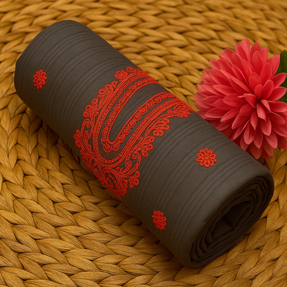 Charcoal Grey with Scarlet Threadwork