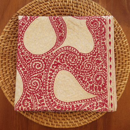 Beige Pashmina Shawl with Red Aari Embroidery