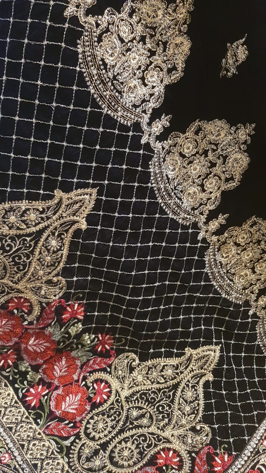 Velvet embroidered shawl
