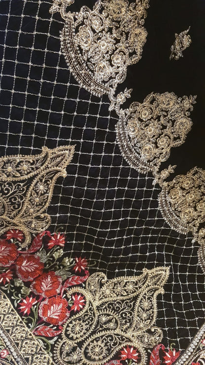 Velvet embroidered shawl