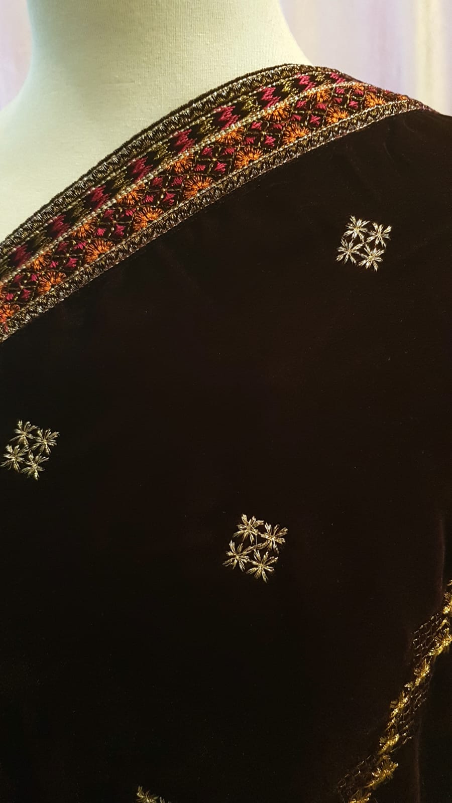 Velvet embroidered shawl