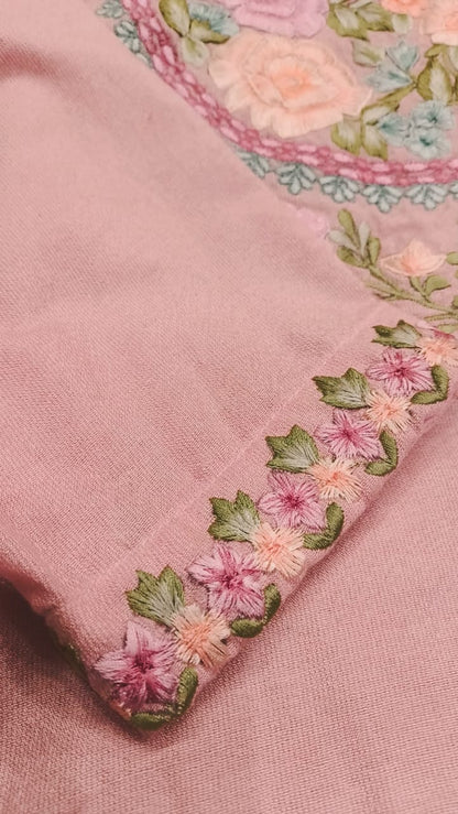 Pink Cotton Salwar Kameez Set with Floral Embroidery - 3 Piece Festive Suit with Crush  Silk Dupatta -