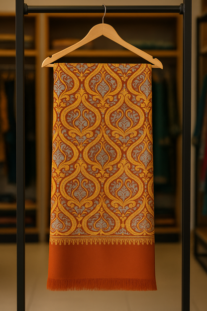 Carrot Aari Embroidered Pashmina Shawl