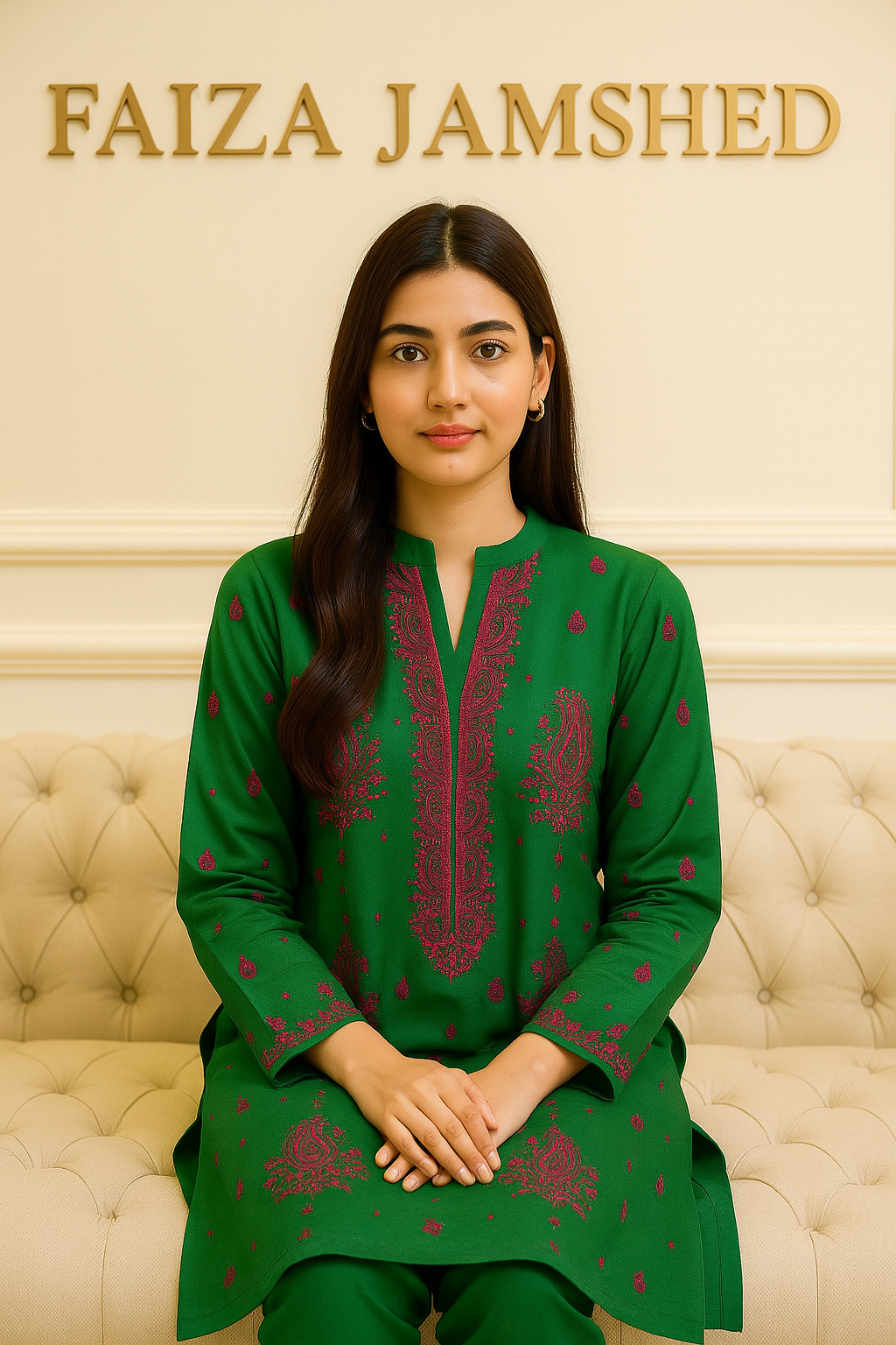 Emerald Paisley Embroidered 2-Piece Lawn Suit