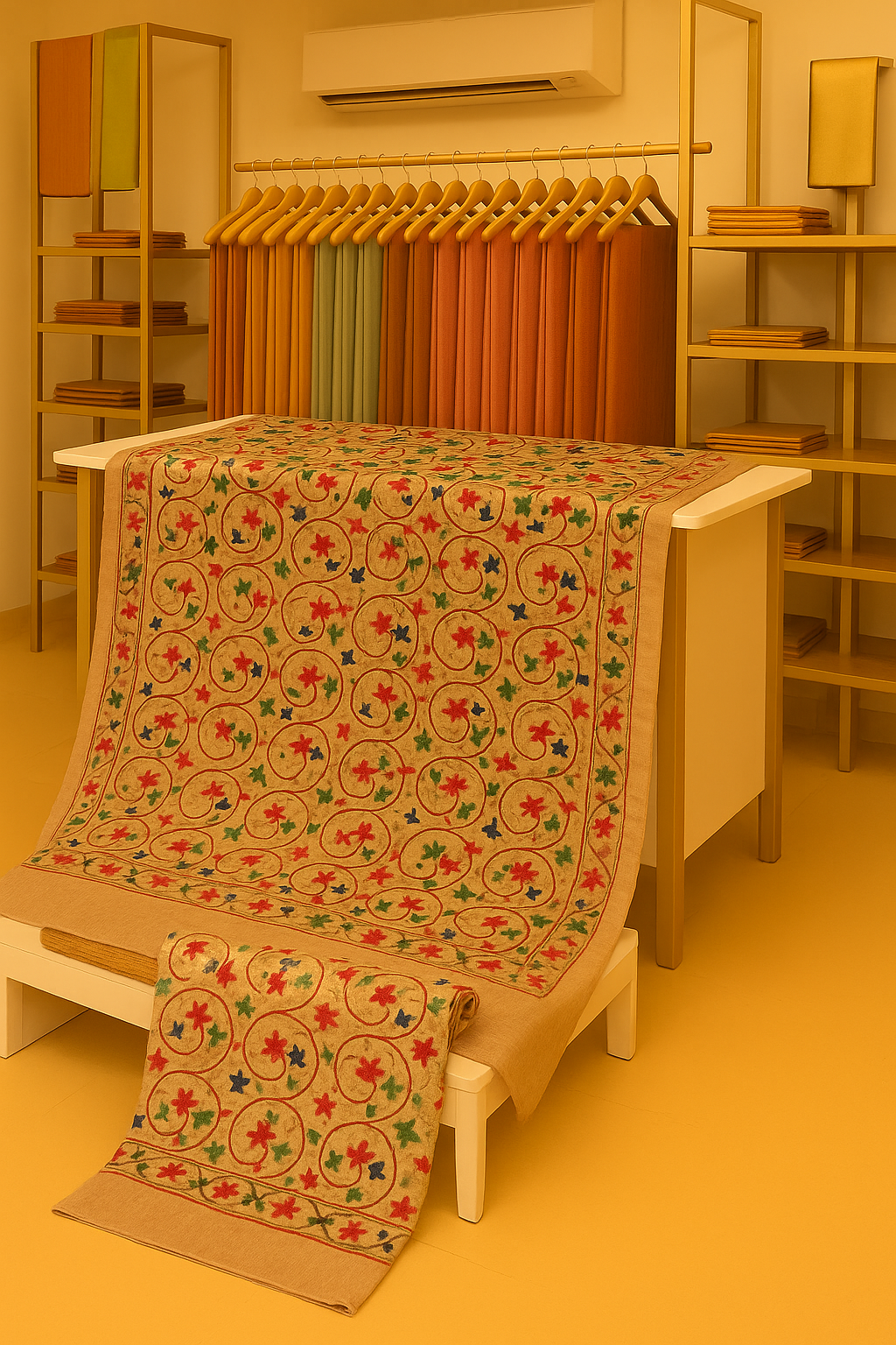 Multicolor Aari Embroidered Pashmina Shawl