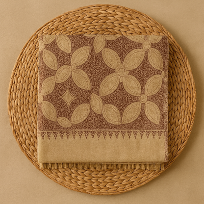 Elegant Pashmina Shawl with Aari Embroidery –Beige & Brown