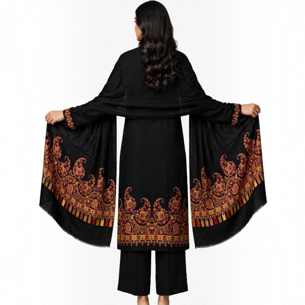 Raat Ki Rani Black Royal Kani Pashmina 3-Piece Suit