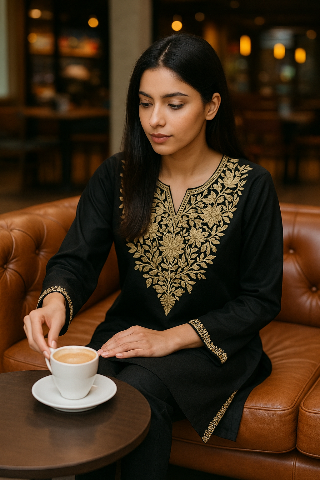Black Pashmina kurta