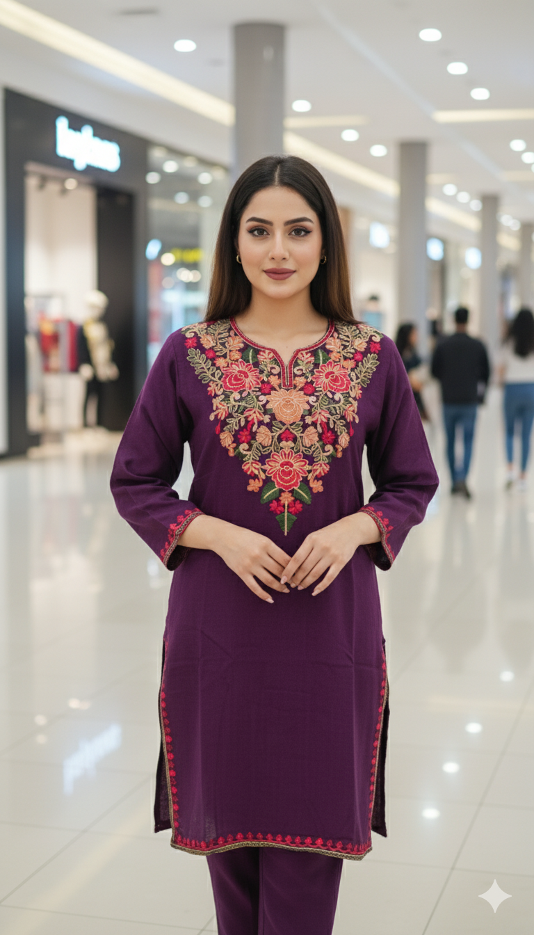 Embroidered Kashmiri Pashmina pheran