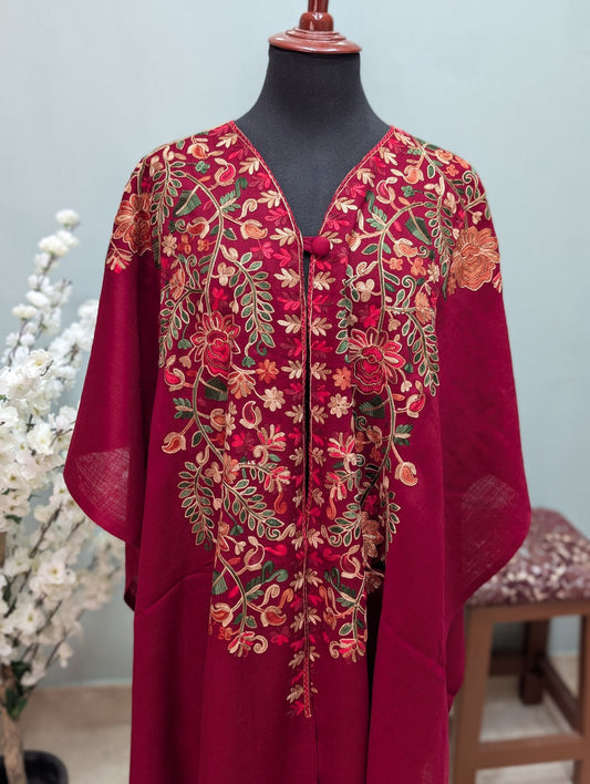 Aari Embroidered Pashmina Kaftan Cape