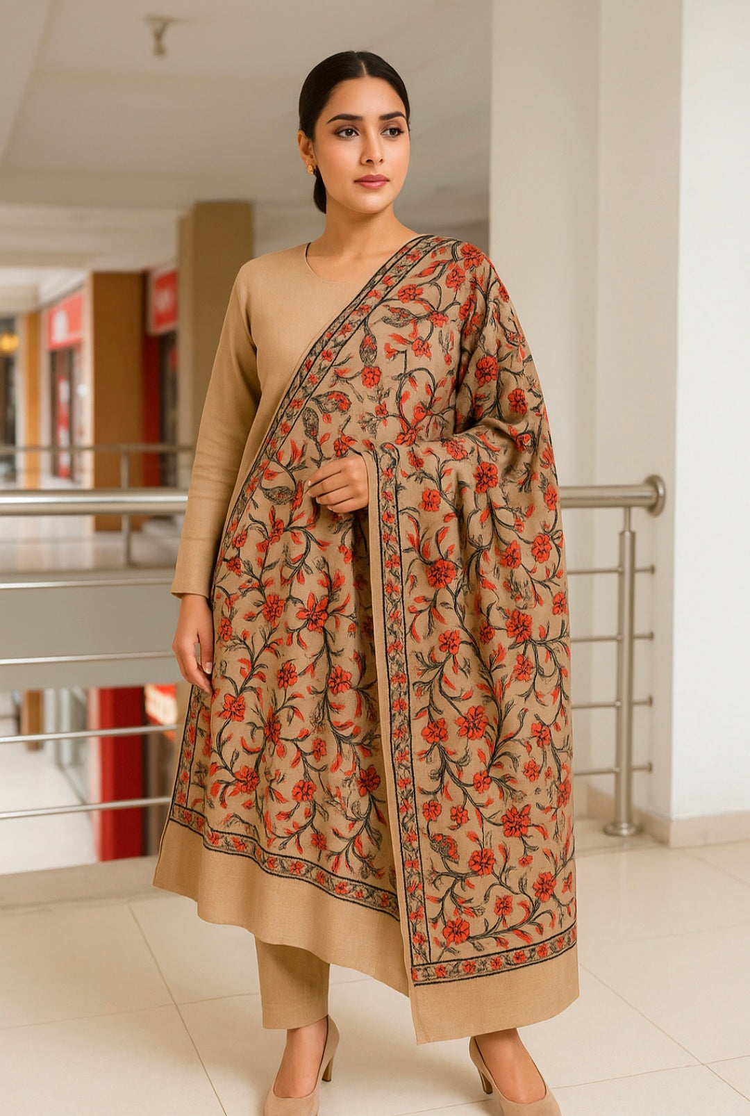 Embroidered pashmina shawl