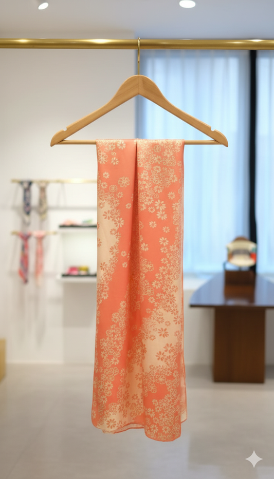 Delicate Peach Blossom Floral Scarf
