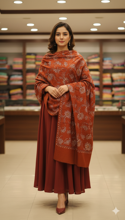 Paisley Pashmina Shawl | Rust