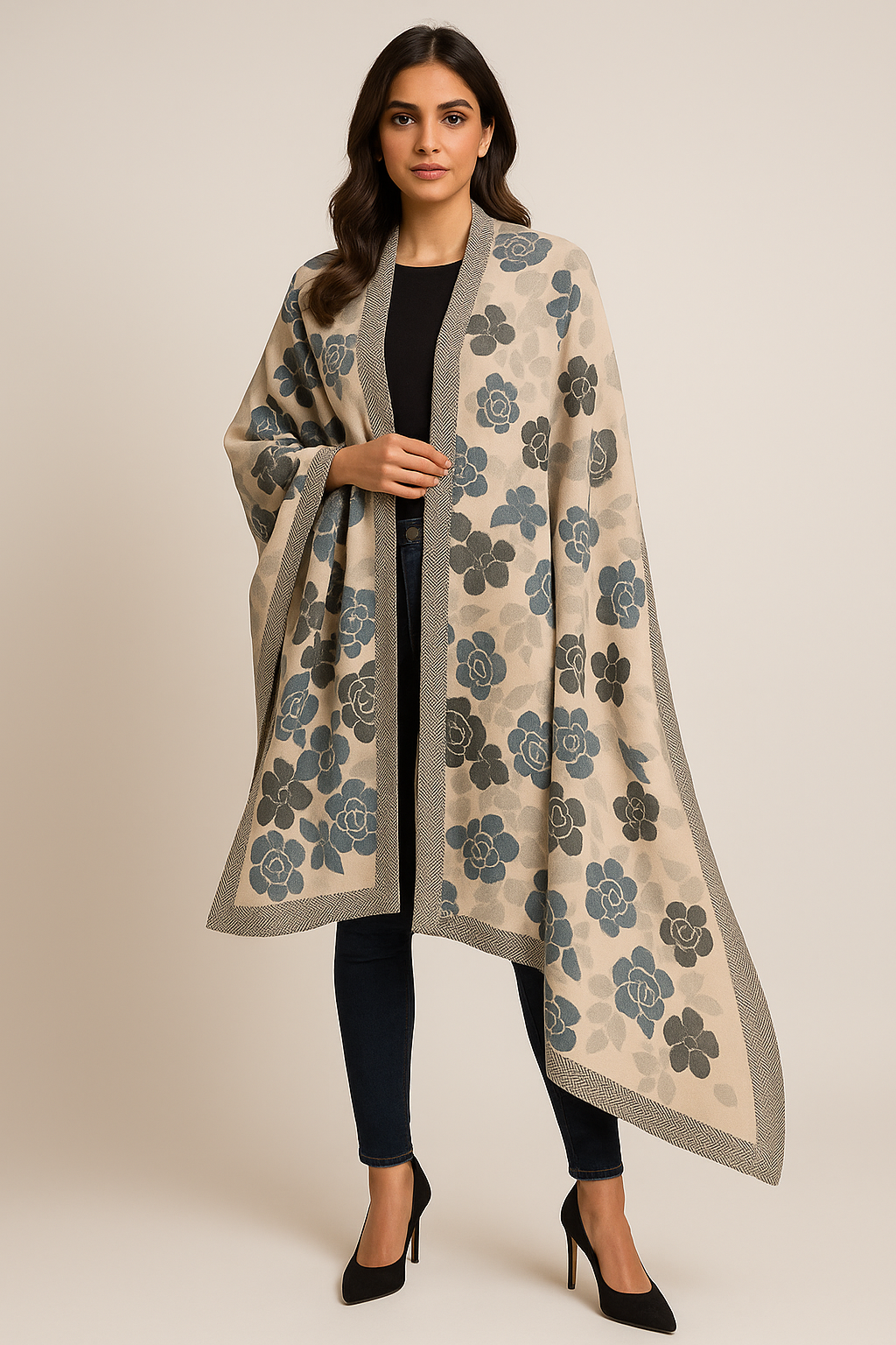 Floral Wool Printed Stoler  Elegant Warmth for Every Occasion