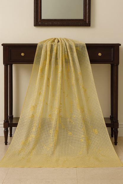 Light Yellow Embroidered Lawn Dupatta