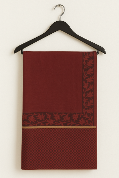 Luxury Pashmina Jacquard Shawl  Maroon with Golden Border