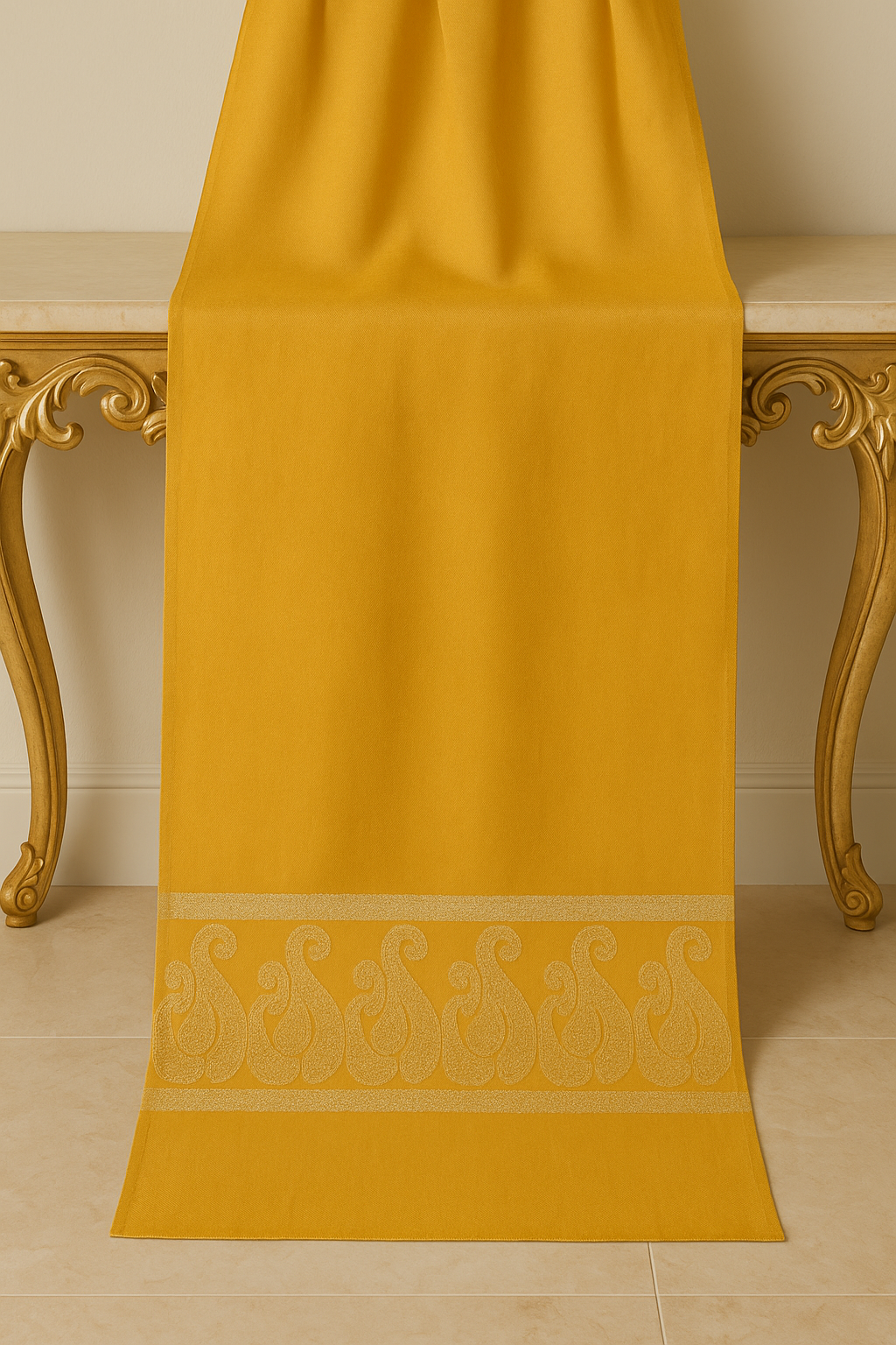 Luxury Mustard Yellow Pashmina Shawl with Jacquard Paisley Border