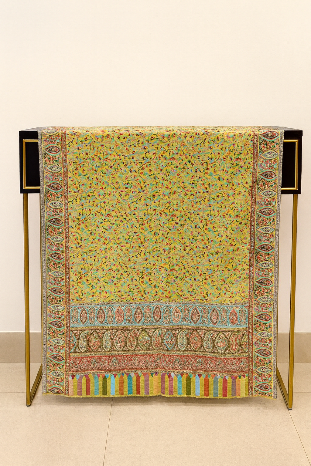 Luxury Pashmina Kani Shawl Multicolor Floral Weave with Intricate Borders