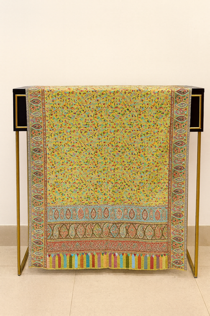 Luxury Pashmina Kani Shawl Multicolor Floral Weave with Intricate Borders