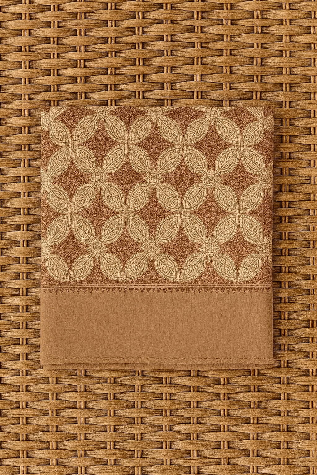 Caramel Beige Pashmina Shawl with Intricate Aari Embroidery