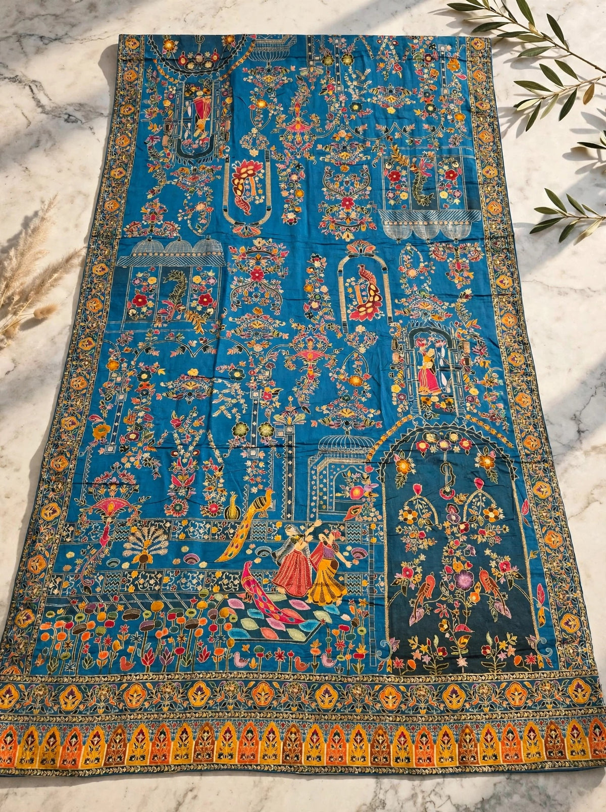 The Mughal Darbar - Royal Ferozi Minakari Jama Shawl