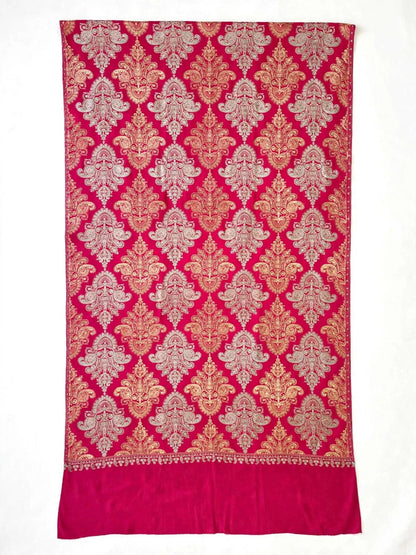 Magenta Pink with Gold & Silver Damask