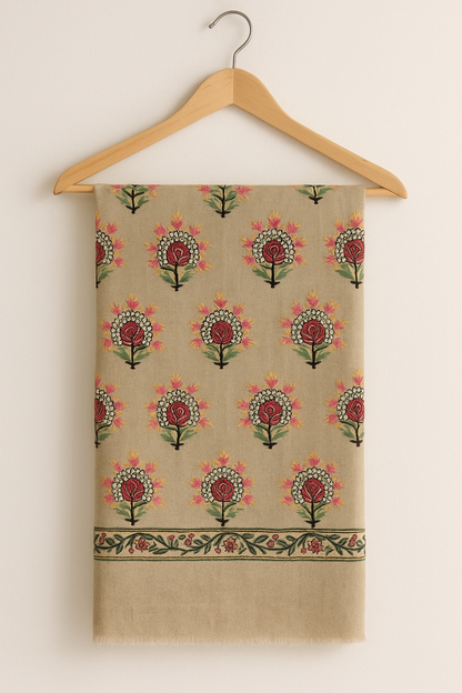 Delicate flower motif pashmina shawl