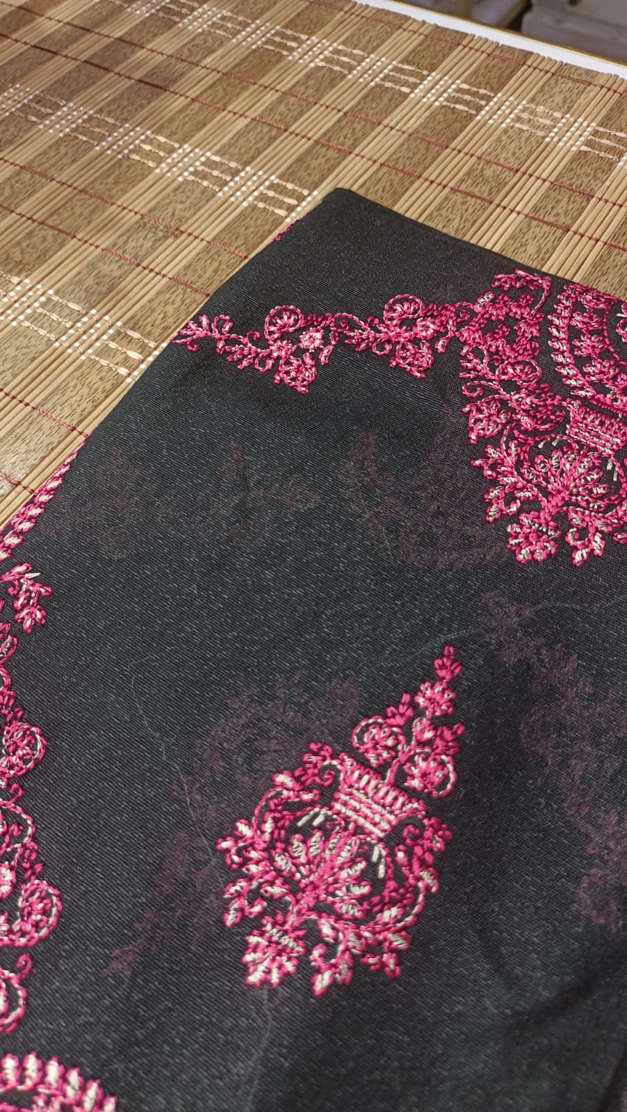 Black Embroidered Karandi Shawl
