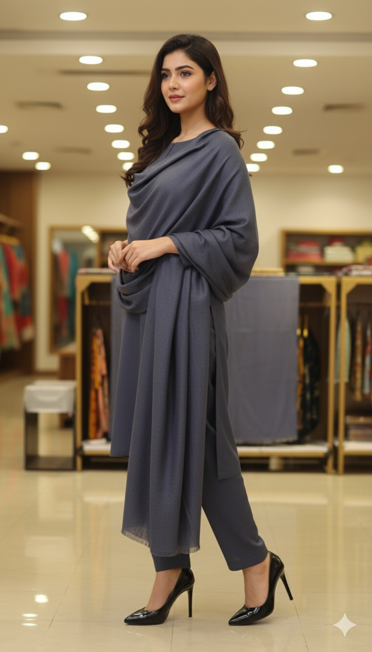 Classic Charcoal Grey Pashmina Shawl