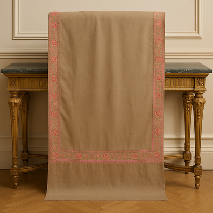 Elegant Pashmina Shawl with 4-Side Aari Embroidered Border