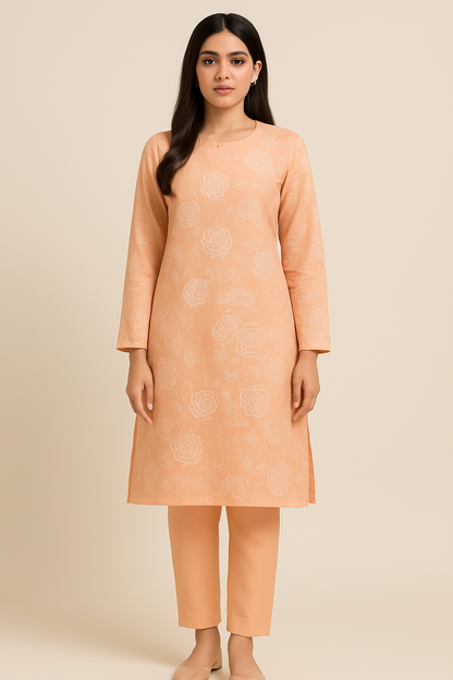 Peach Rose – Unstitched Embroidered Lawn 2-Piece Suit