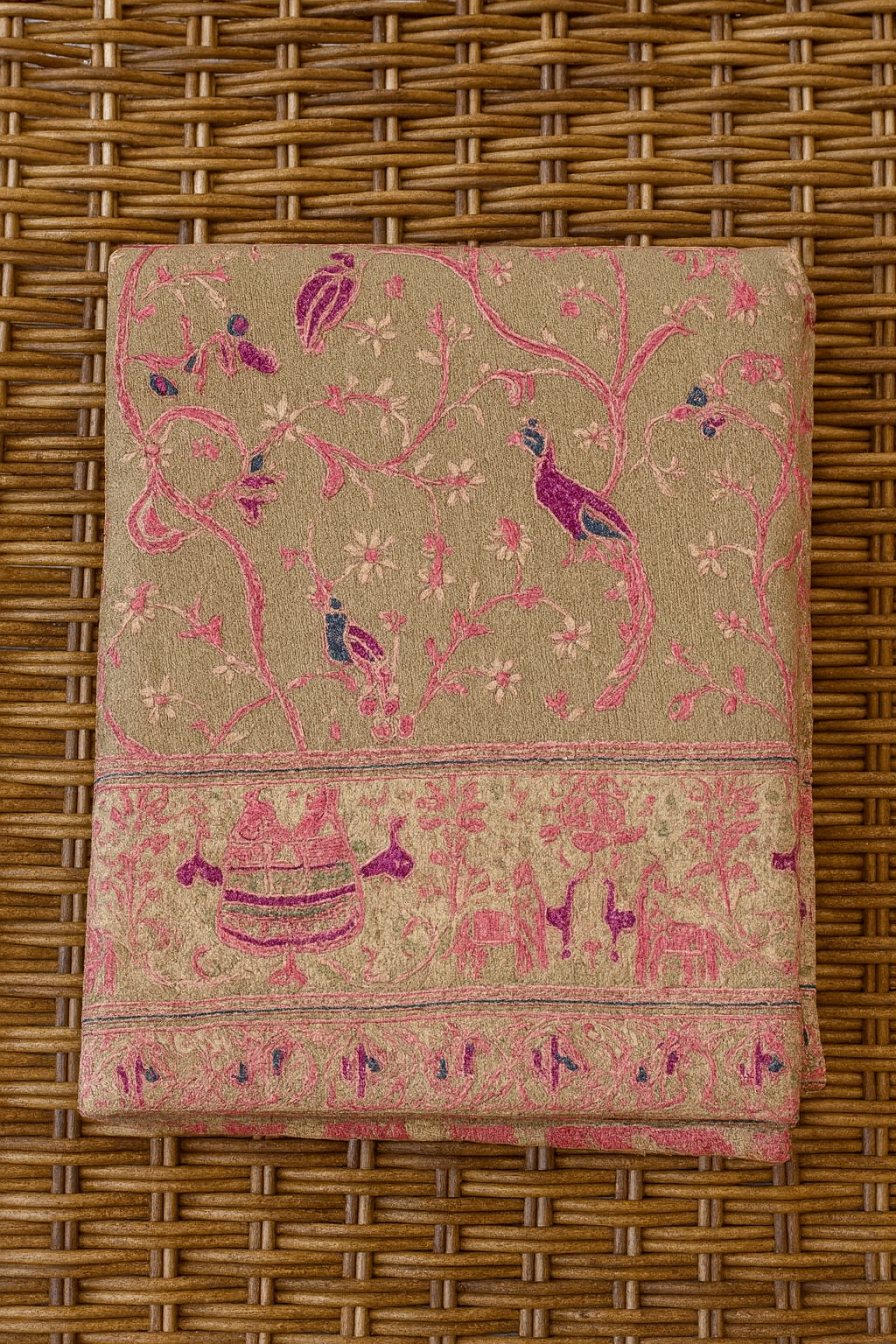 Pashmina Embroidered Shawl  Birds Pattern