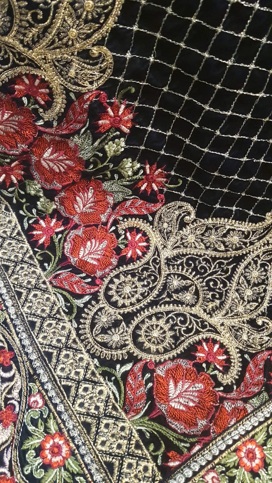 Velvet embroidered shawl