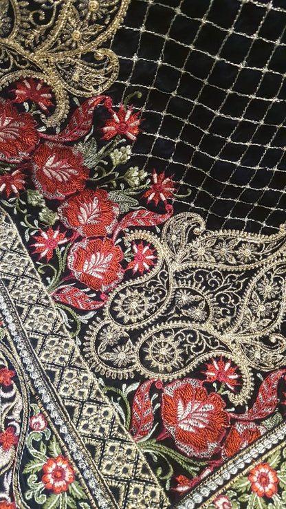 Velvet embroidered shawl