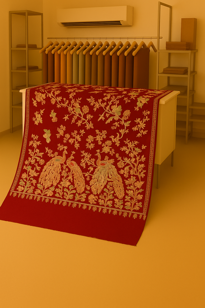 Peacock embroidery shawl