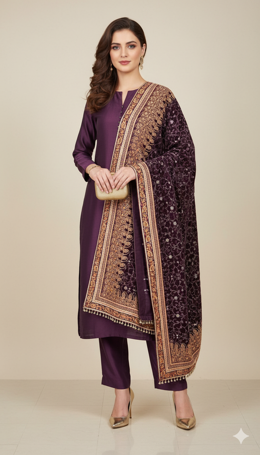 Luxury Embroidered Velvet Suit