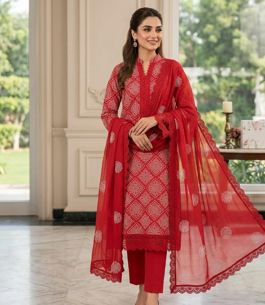 Scarlet Bloom bareeze lawn