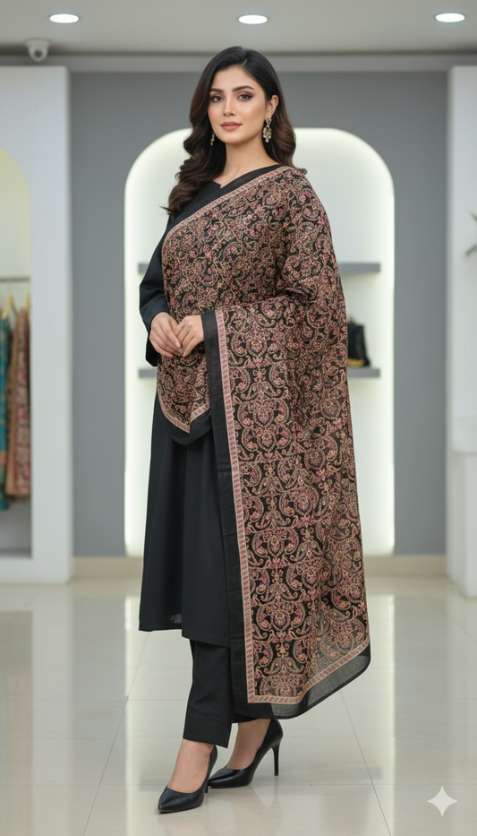 Karandi embroidered shawl