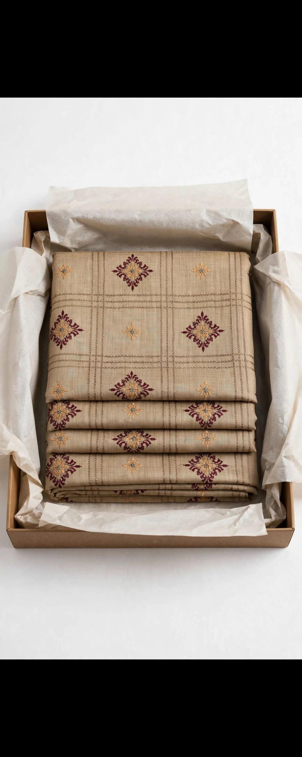 Noor Embroidered Beige Pashmina Shawl