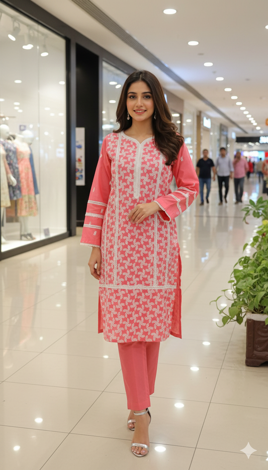 2PC Embroidered Lawn Suit – Medium Size