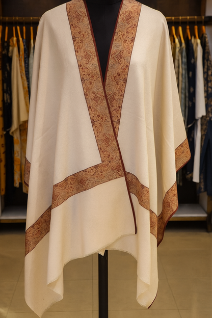 Pashmina jamawar embroidery border shawl