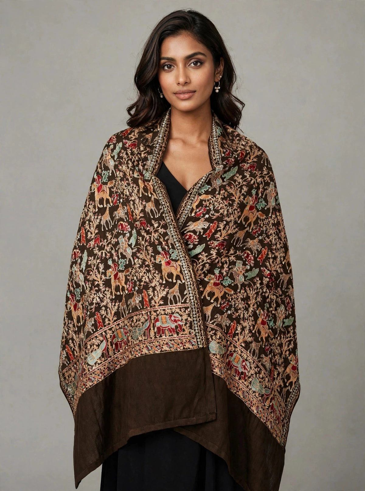 The Royal Shikargah - Heirloom Pashmina Nalki Shawl
