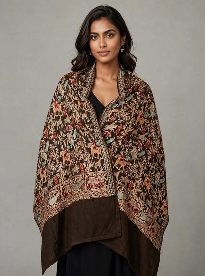 The Royal Shikargah - Heirloom Pashmina Nalki Shawl