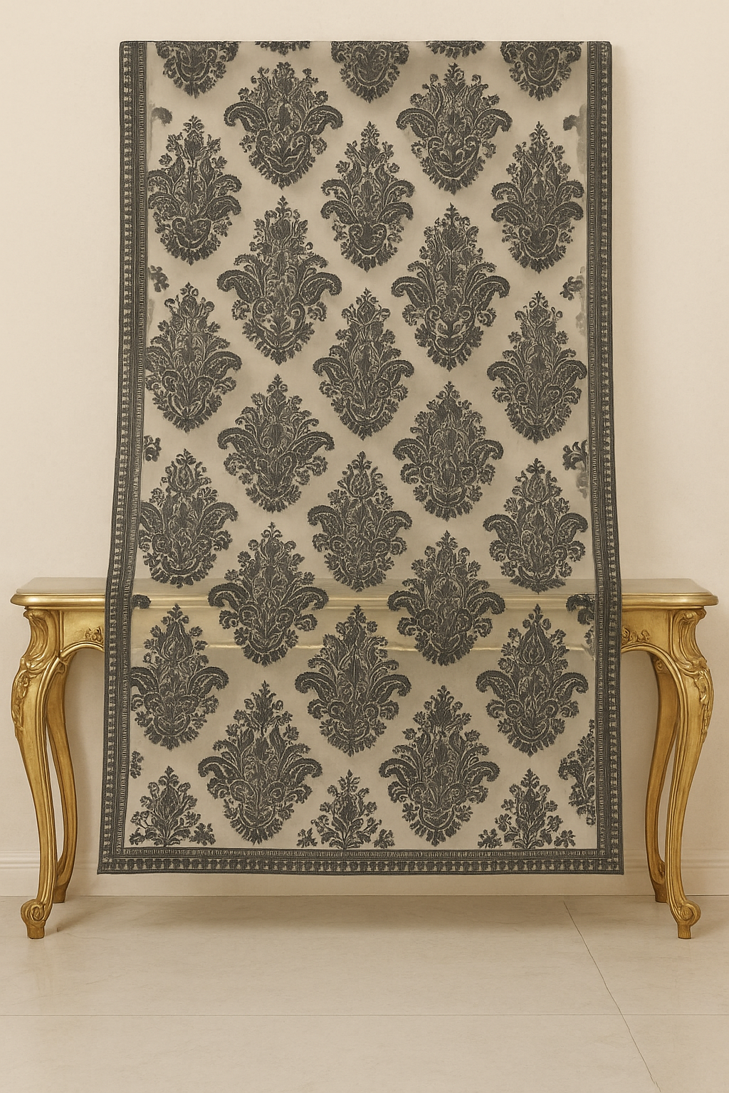 Soft Organza Aari Embroidery Dupatta  Black on Off-White