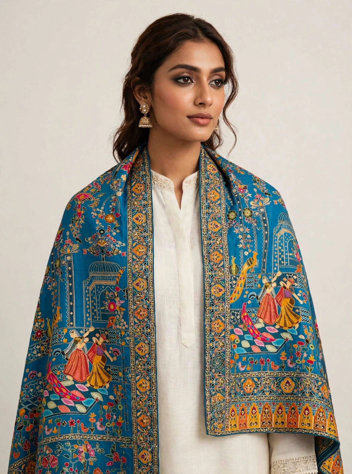 The Mughal Darbar - Royal Ferozi Minakari Jama Shawl